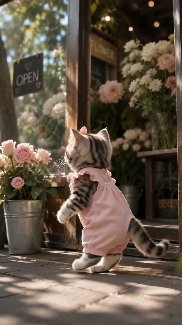 Cat at the Flower Shop