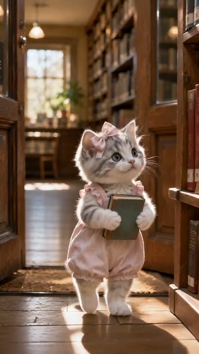 Cat Reading a Book